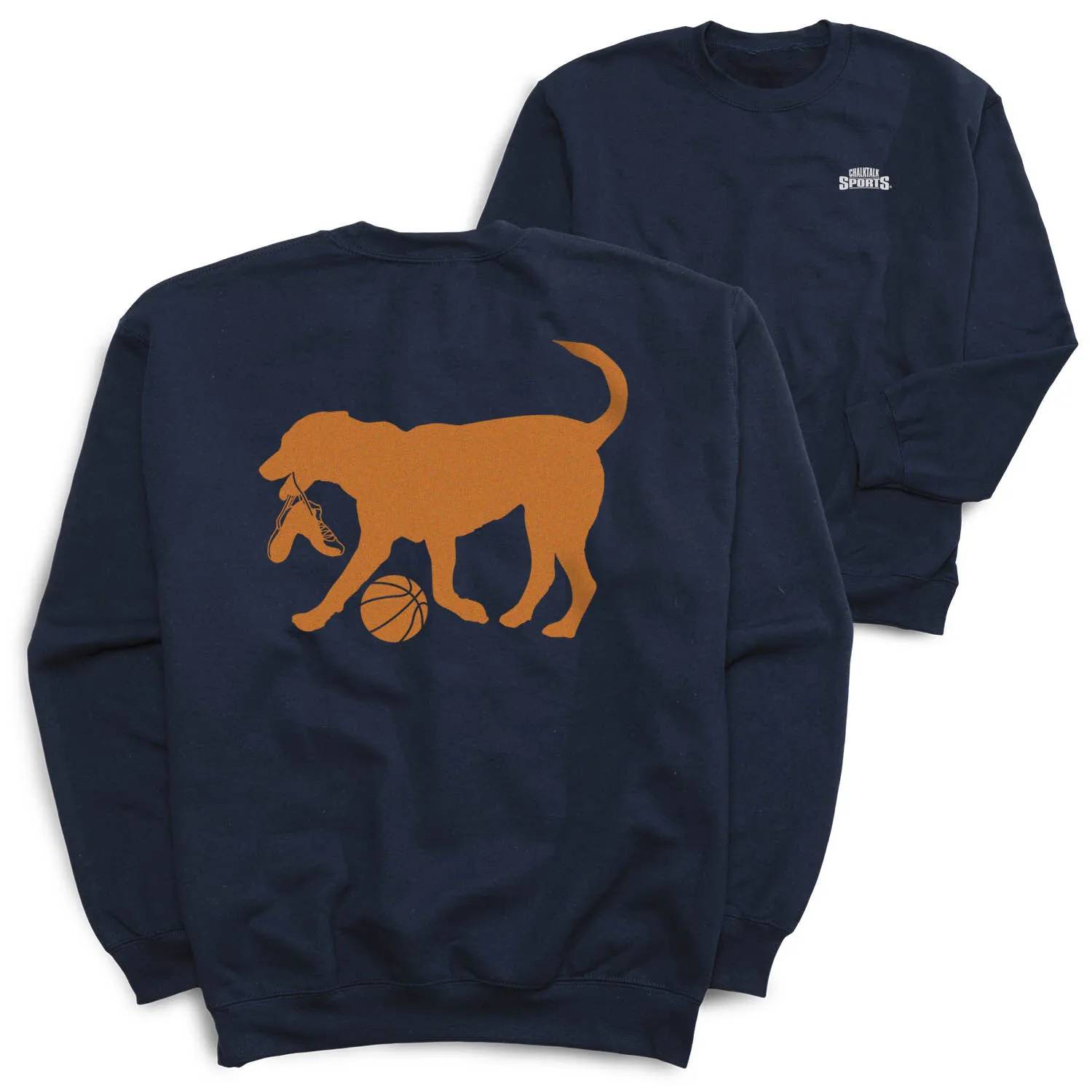 Basketball Crewneck Sweatshirt - Baxter The Basketball Dog (Back Design) 